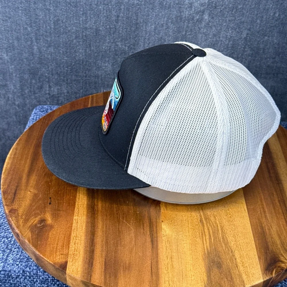 Lazy J Ranch Wear Trucker Hat OSFM Black White Polyester Cotton Snapback